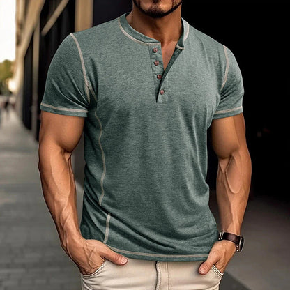 Corin | Athletic Button Neck T Shirt