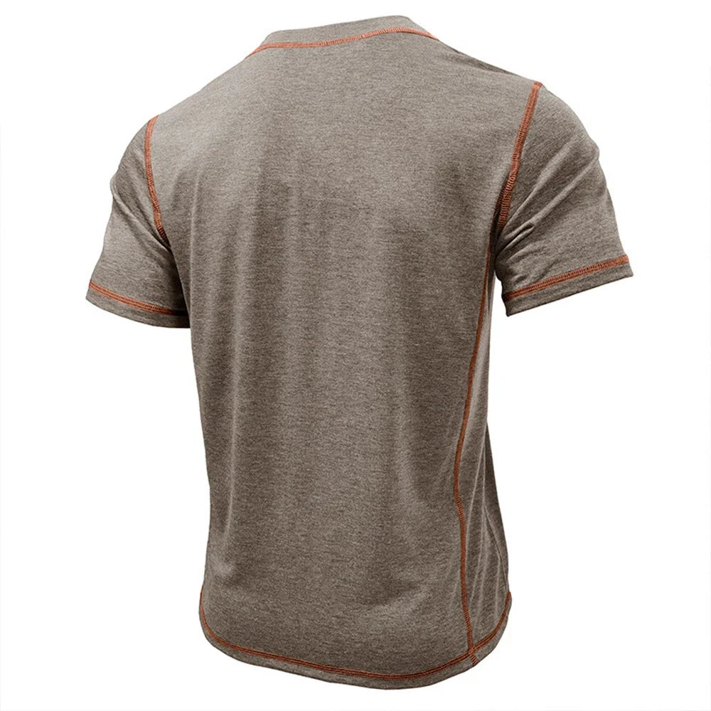 Corin | Athletic Button Neck T Shirt