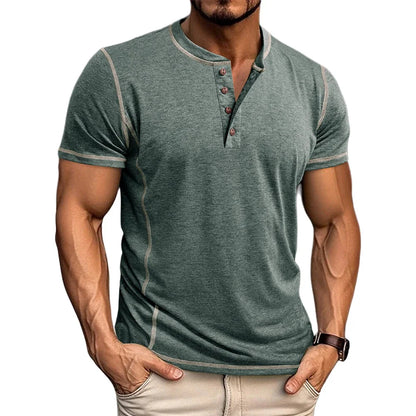 Corin | Athletic Button Neck T Shirt