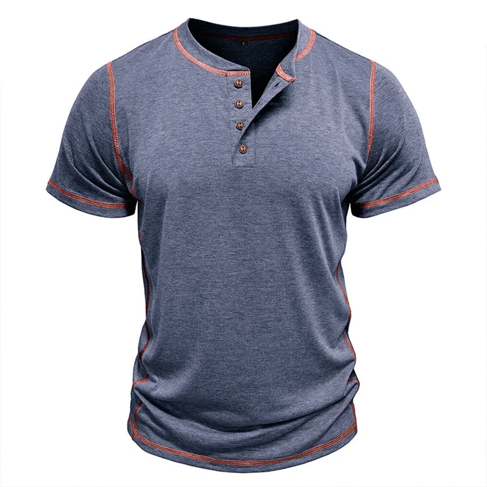 Corin | Athletic Button Neck T Shirt