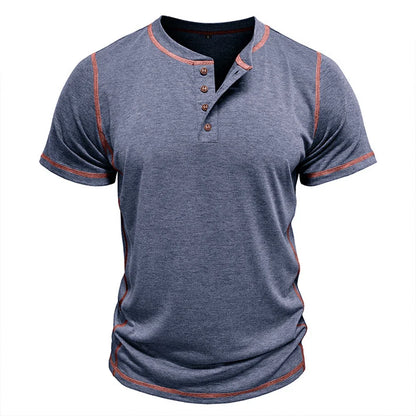 Corin | Athletic Button Neck T Shirt