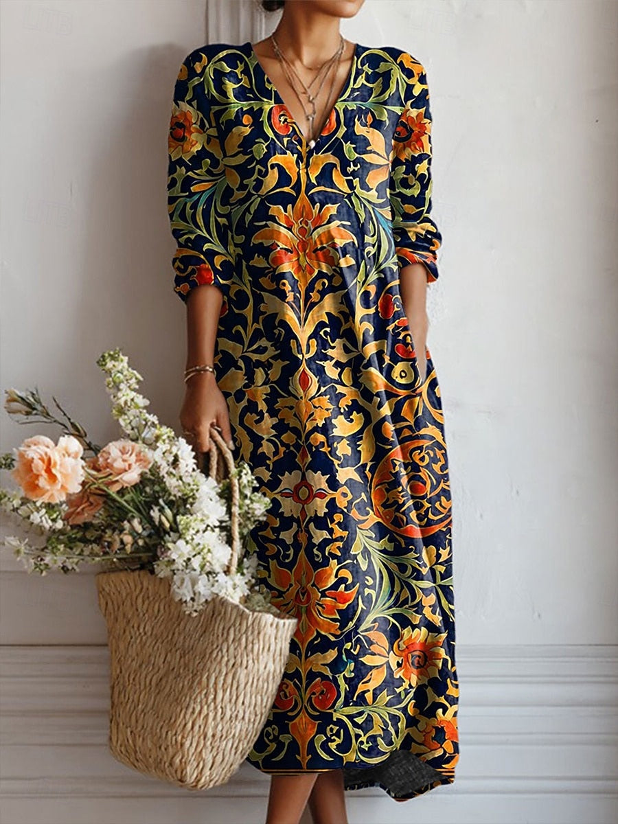 Solmelle | Vintage Floral Maxi Dress