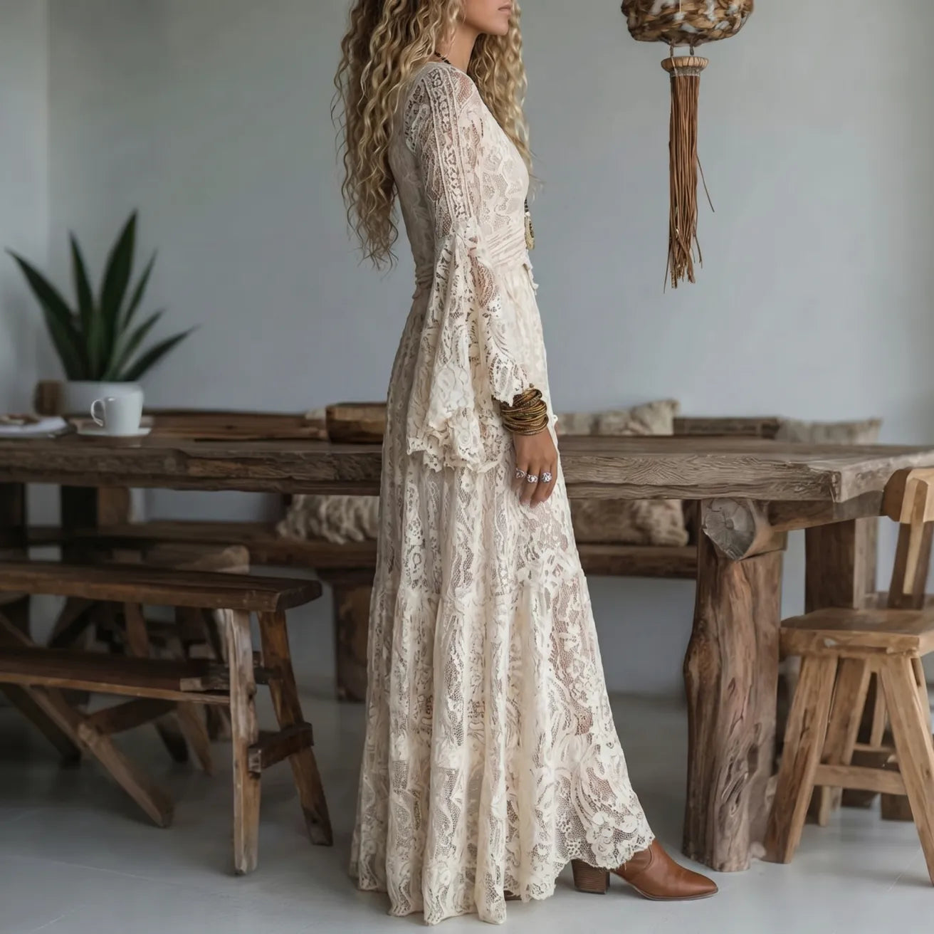 Willow | Romantic Crochet Maxi Dress