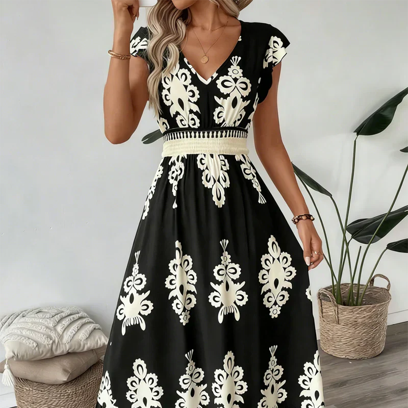 Anneliese | Elegant Patterned Occasion Dress