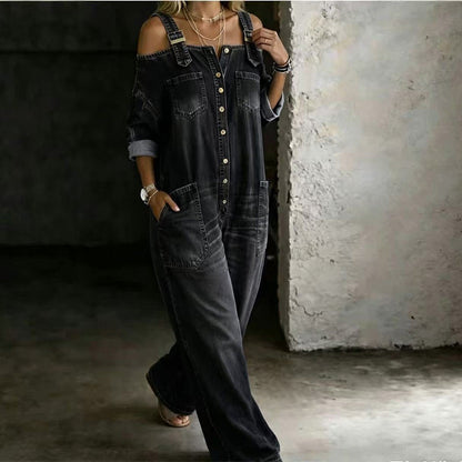 Celestyn | Button Front Chambray Jumpsuit