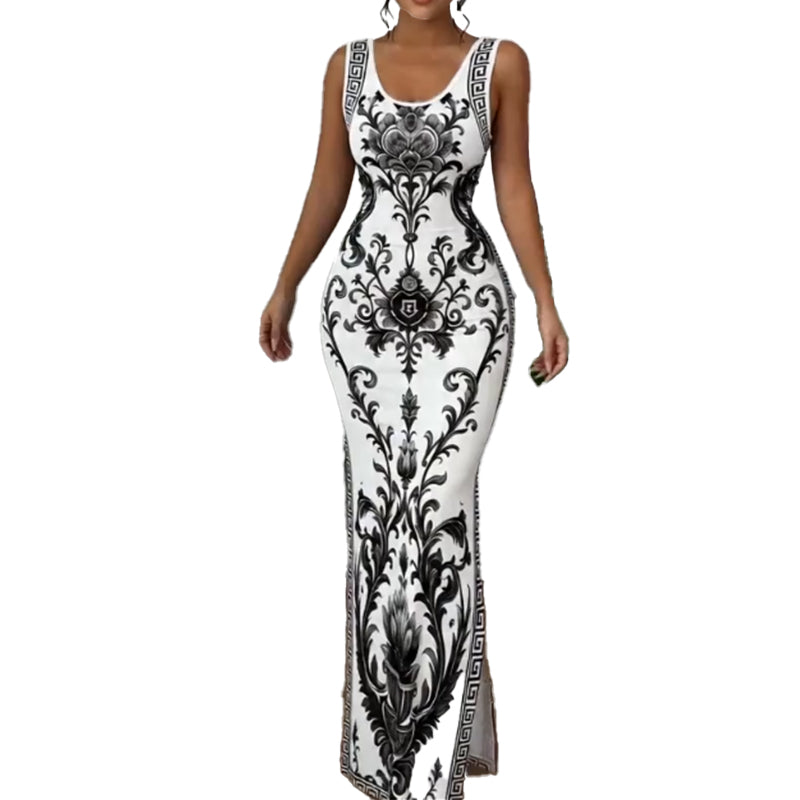 Giavanna | Mediterranean Scroll Maxi Dress