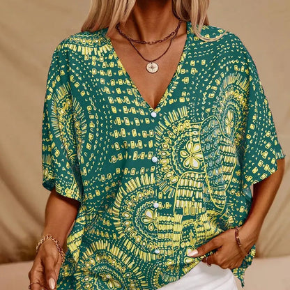 Tasmin | Artistic Print Batwing Blouse