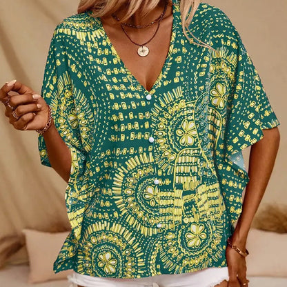 Tasmin | Artistic Print Batwing Blouse