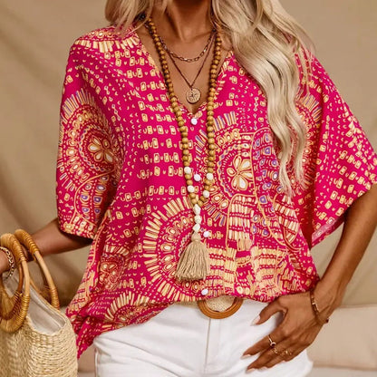 Tasmin | Artistic Print Batwing Blouse