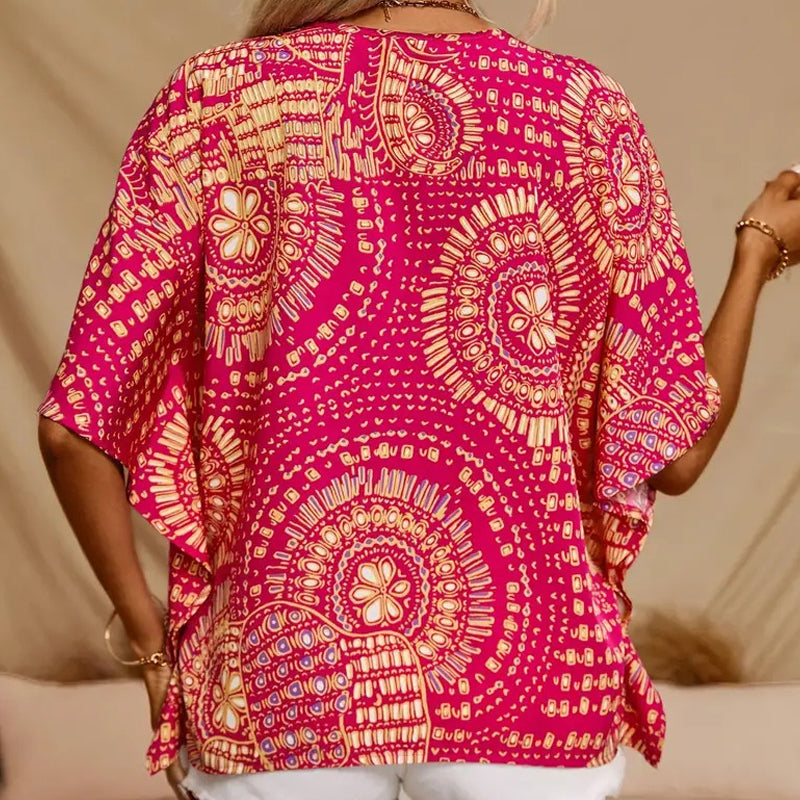 Tasmin | Artistic Print Batwing Blouse