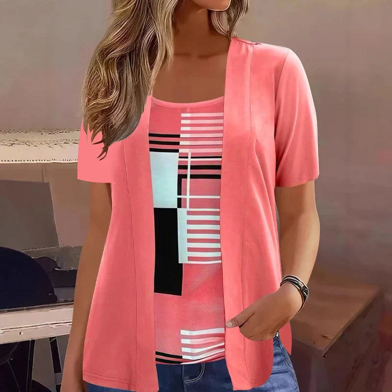 Galene | Modern Print Cardigan Top Set