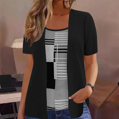 Galene | Modern Print Cardigan Top Set