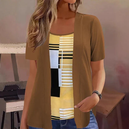 Galene | Modern Print Cardigan Top Set