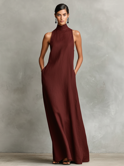 Calindra | Sophisticated High Neck Maxi Dress