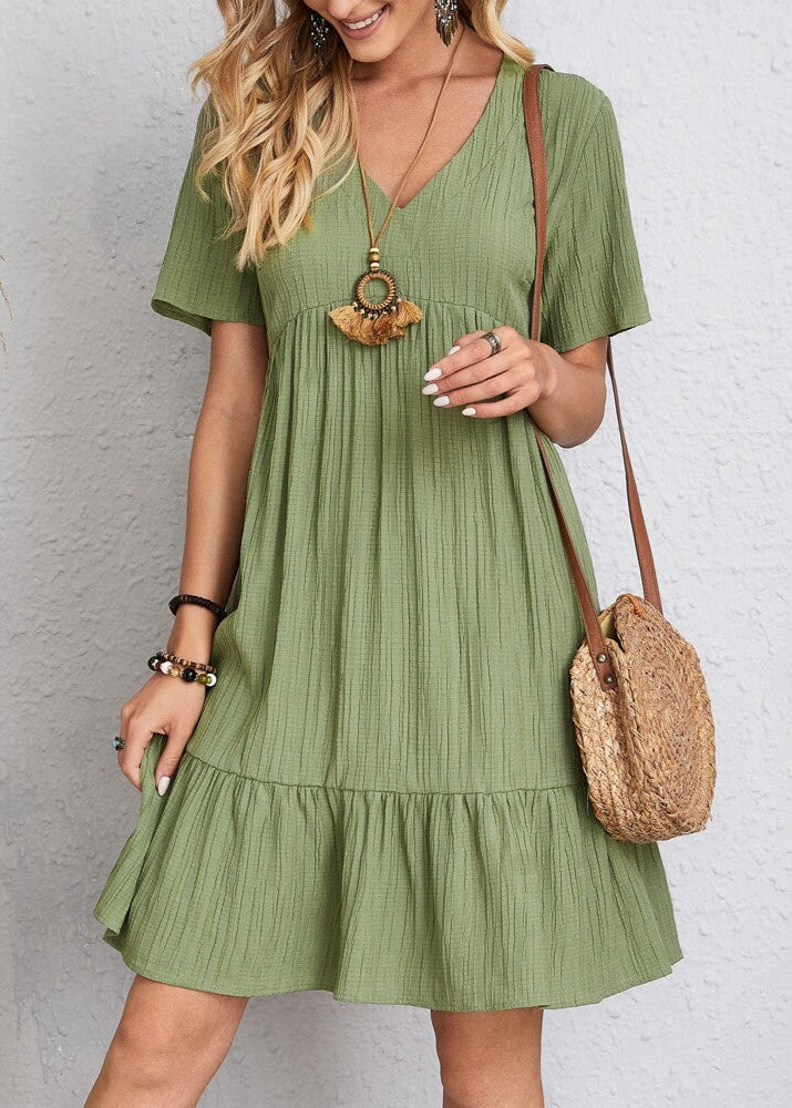 Ismerie | Soft Textured Ruffle Hem Dress