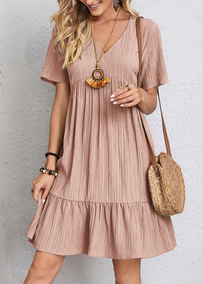 Ismerie | Soft Textured Ruffle Hem Dress
