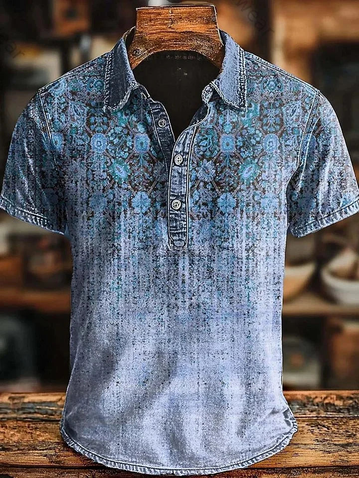 Bromley | Distressed Botanical Polo Shirt