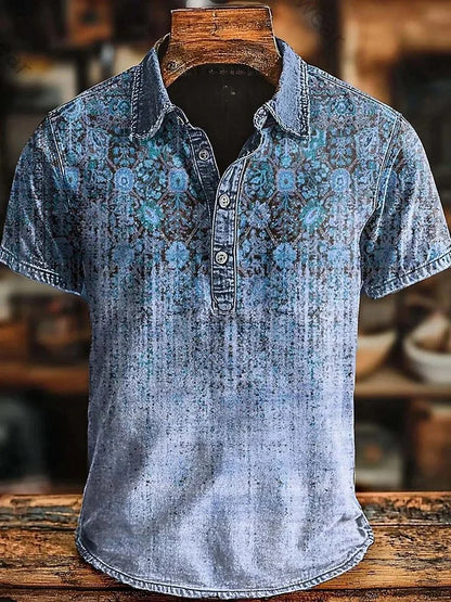 Bromley | Distressed Botanical Polo Shirt