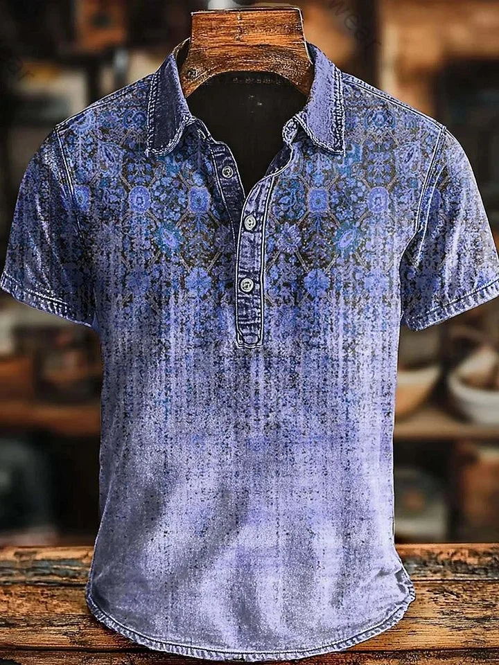 Bromley | Distressed Botanical Polo Shirt