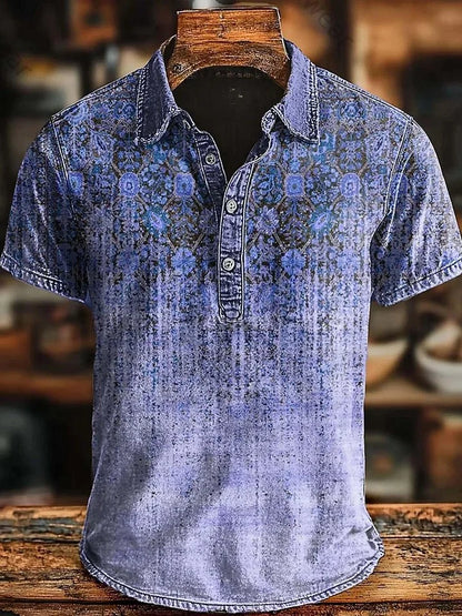 Bromley | Distressed Botanical Polo Shirt