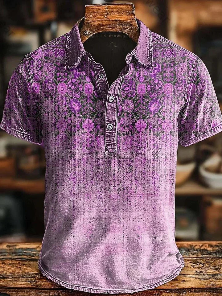 Bromley | Distressed Botanical Polo Shirt
