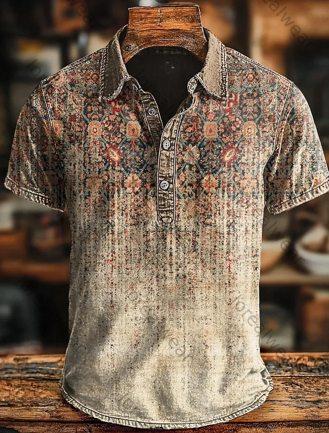 Bromley | Distressed Botanical Polo Shirt