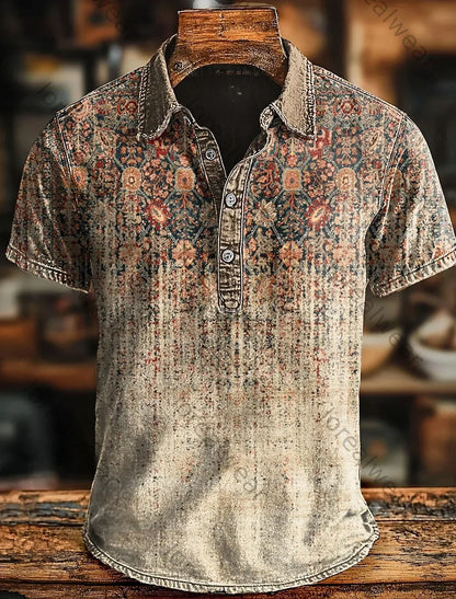 Bromley | Distressed Botanical Polo Shirt