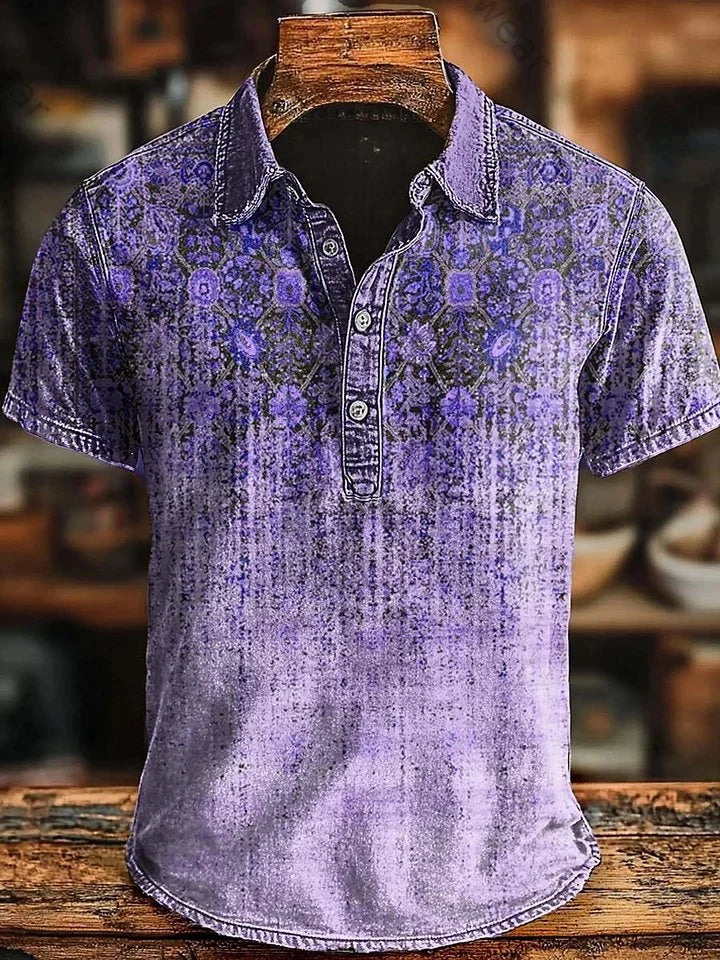 Bromley | Distressed Botanical Polo Shirt