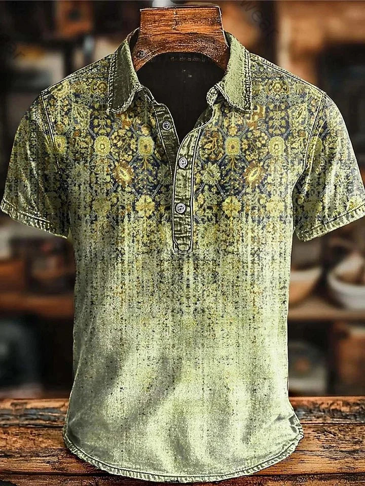 Bromley | Distressed Botanical Polo Shirt