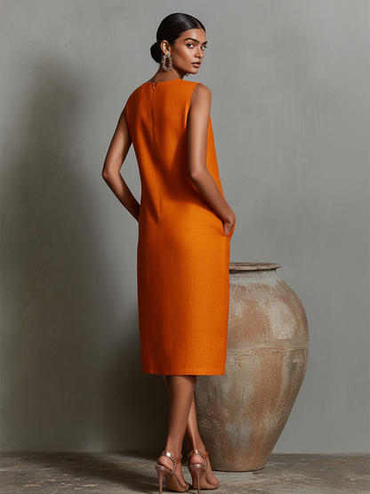 Isoldea | Modern Straight Cut Midi Dress