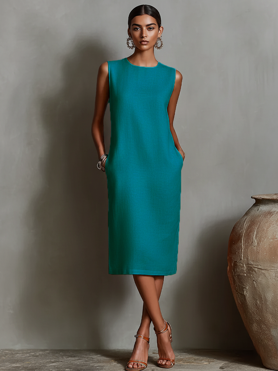 Isoldea | Modern Straight Cut Midi Dress