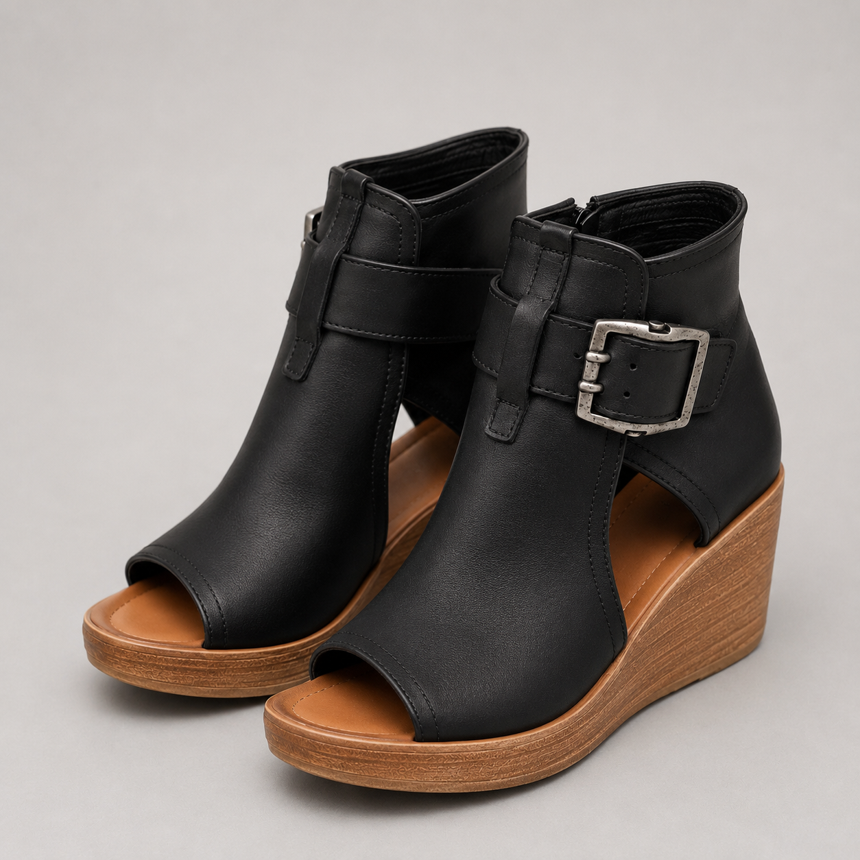 Elspeth | Side Zip Platform Wedge Sandals